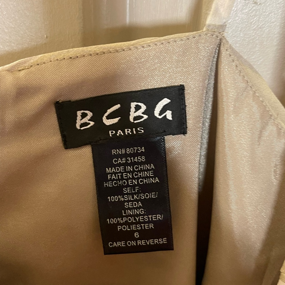 BCBG Paris Beige Silk Blend Dress - Picture 4 of 6